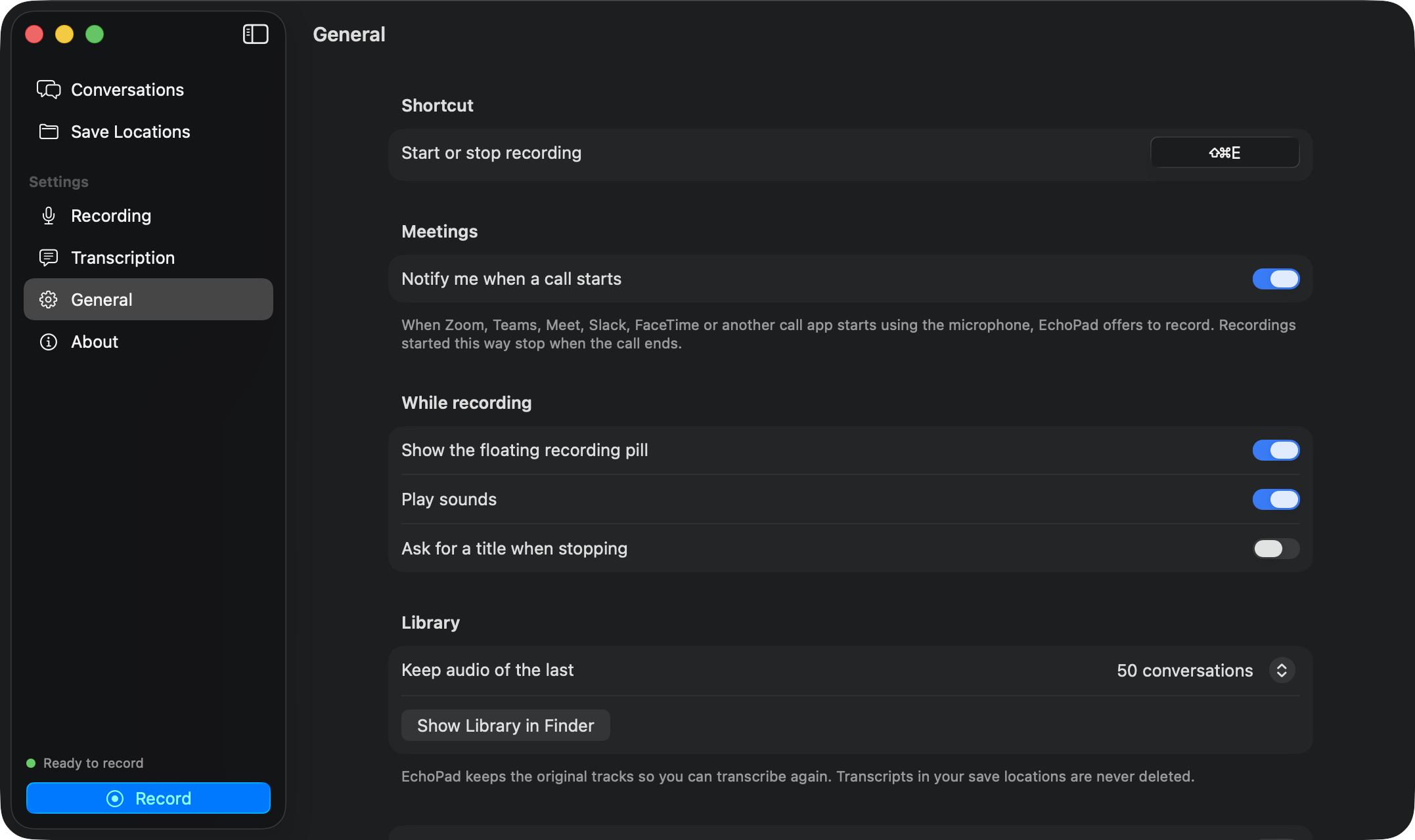 General settings